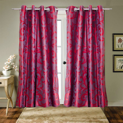 43% OFF on TT Maroon Floral Eyelet Curtain 43% OFF on TT Maroon Floral Eyelet Curtain