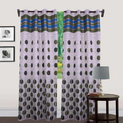 62% OFF on HomeZaara Polyester Green Printed Eyelet Curtain
