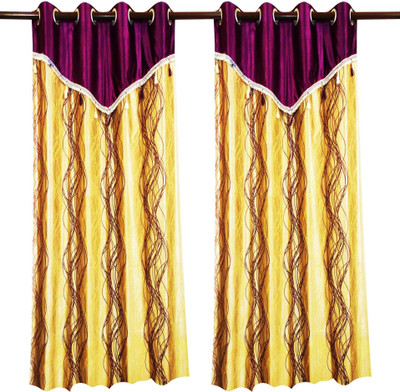 66% OFF on Zikrak Exim Polyester Purple Chevron Eyelet Curtain