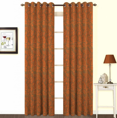 Skipper Cotton, Viscose Orange Self Design Eyelet Curtain Skipper Cotton, Viscose Orange Self Design Eyelet Curtain