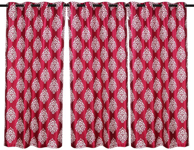 72% OFF on Zikrak Exim Polyester Red Damask Eyelet Curtain