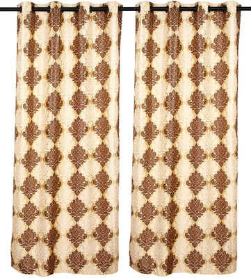 75% OFF on Zikrak Exim Polyester Brown Geometric Eyelet Curtain
