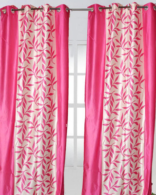 58% OFF on Madhav Product Polyester Pink Floral Eyelet Curtain