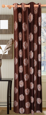 50% OFF on Vrinda Polyester Brown Printed Tab Top Curtain