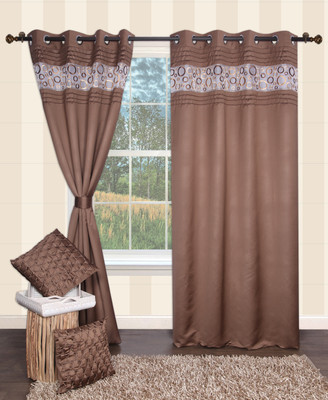 Furniche Polyester Brown Self Design Eyelet Curtain Furniche Polyester Brown Self Design Eyelet Curtain