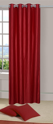 41% OFF on Handloomdaddy Polyester Red Floral Tab Top Curtain