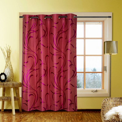 55% OFF on Kings Polycotton Purple Self Design Eyelet Curtain