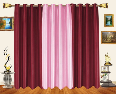 45% OFF on Decor Bazaar Polyester Maroon Damask Eyelet Curtain