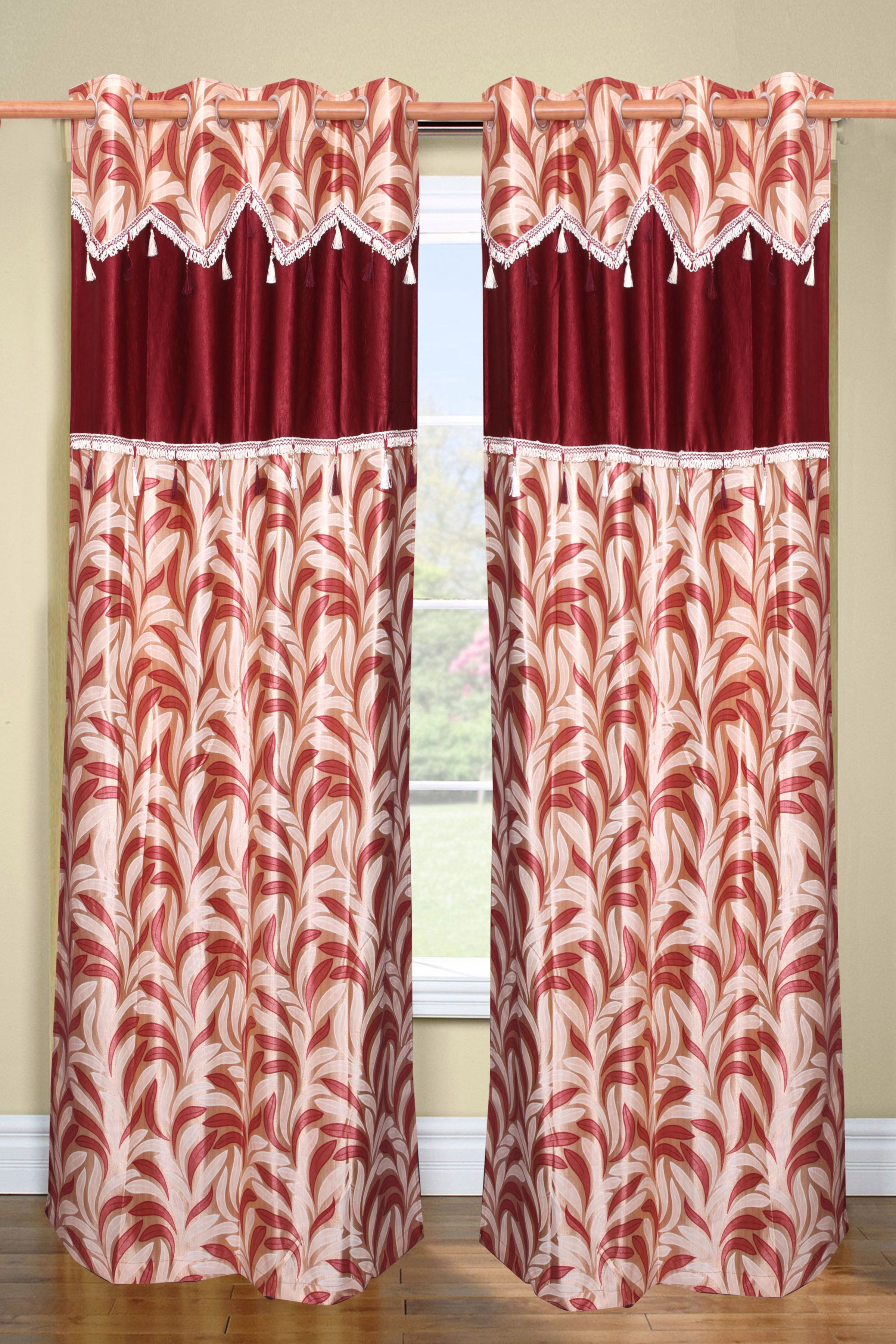 42% OFF on Vrinda Polyester Maroon Solid Eyelet Curtain