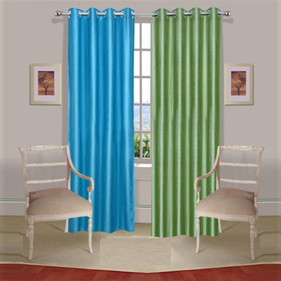 43% OFF on Handloomdaddy Polyester Blue, Green Solid Eyelet Curtain 43% OFF on Handloomdaddy Polyester Blue, Green Solid Eyelet Curtain