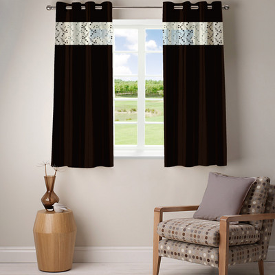 44% OFF on Fabutex Polyester Brown Printed Eyelet Curtain