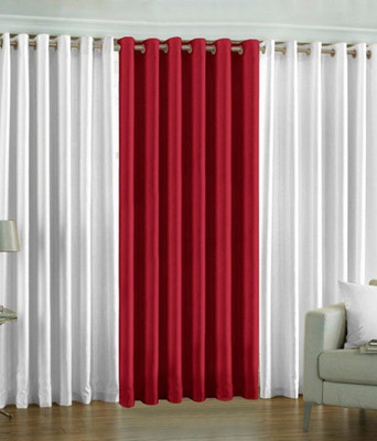 66% OFF on HomeZaara Polyester Multicolor Solid Ring Rod Curtain
