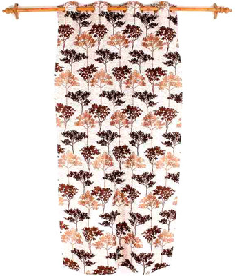 Home Candy Polyester Brown, White Damask Eyelet Curtain