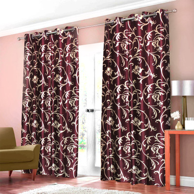 25% OFF on Christy's collection Polyester Multicolor Printed Eyelet Curtain
