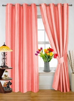 37% OFF on Dekor World Polyester Pink Abstract Eyelet Curtain