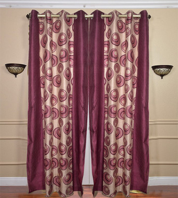 45% OFF on JBG Home Store Polyester Maroon Floral Eyelet Curtain