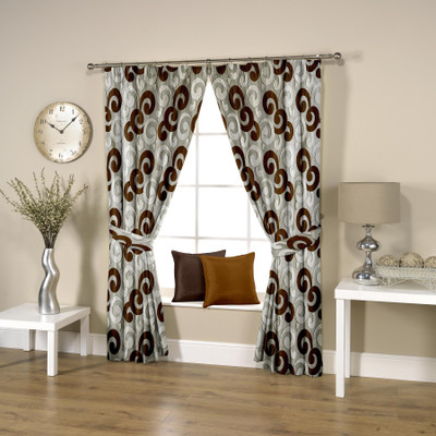 50% OFF on Threadmix Polyester Brown Abstract Eyelet Curtain