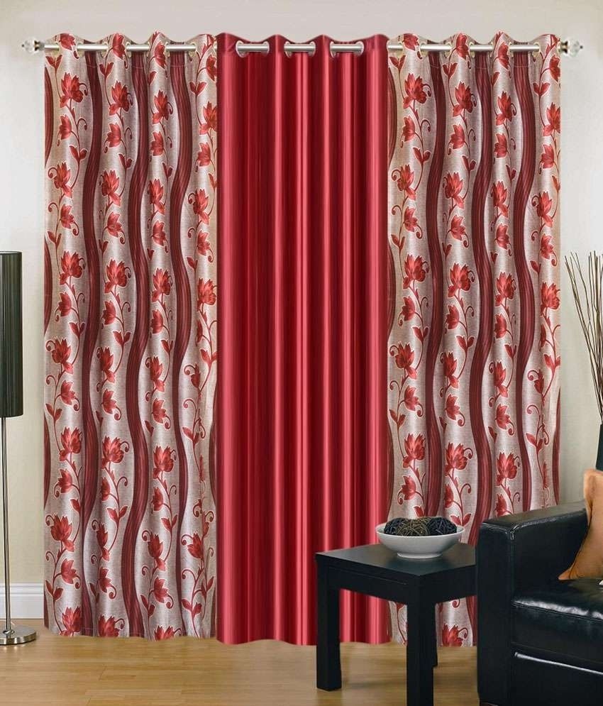 69% OFF on HomeZaara Polyester Multicolor Damask Eyelet Curtain