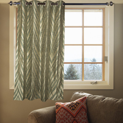 43% OFF on Kings Polycotton Red Printed Eyelet Curtain