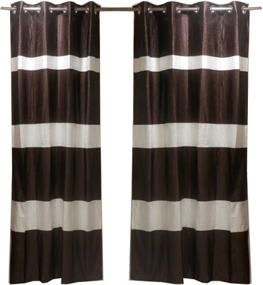 76% OFF on Furnishing Centre Polycotton Dark Brown and white Floral Eyelet Curtain