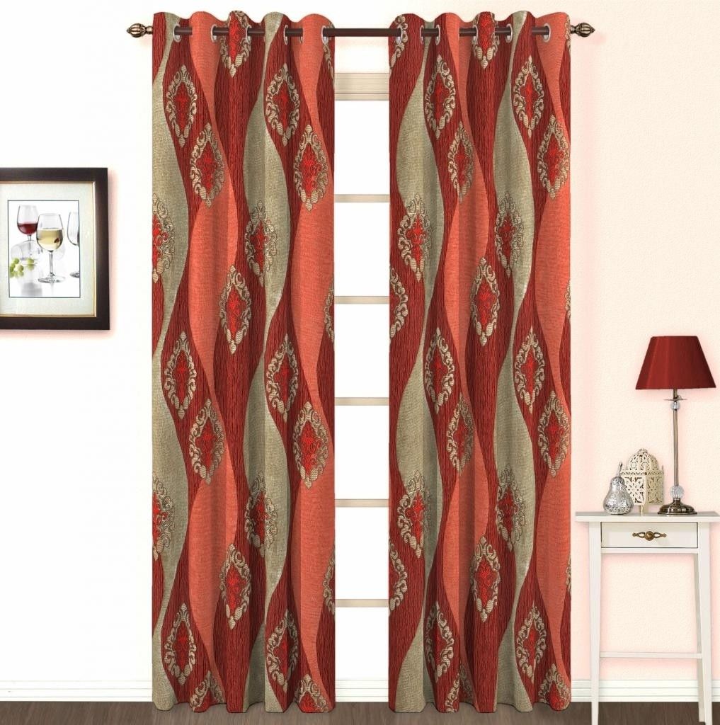 Skipper Polyester, Viscose Red Solid Eyelet Curtain