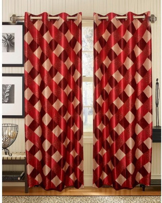 61% OFF on Handloomhub Polyester Rust Checkered Eyelet Curtain 61% OFF on Handloomhub Polyester Rust Checkered Eyelet Curtain