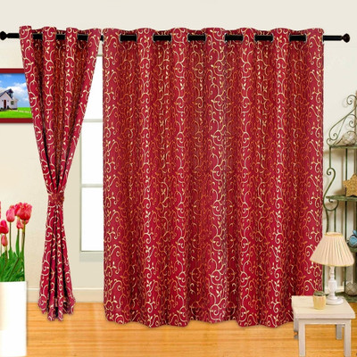 16% OFF on Cortina Polyester Red Floral Eyelet Curtain 16% OFF on Cortina Polyester Red Floral Eyelet Curtain