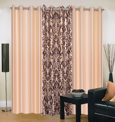 66% OFF on IWS Polyester Multicolor Striped Eyelet Curtain