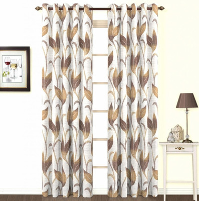 Skipper Polyester, Viscose Brown, Multicolor Solid Eyelet Curtain