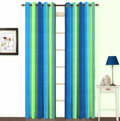 20% OFF on Skipper Cotton Blue Striped Eyelet Curtain