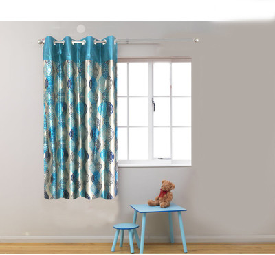 56% OFF on Homefab India Polyester Blue Striped Eyelet Curtain