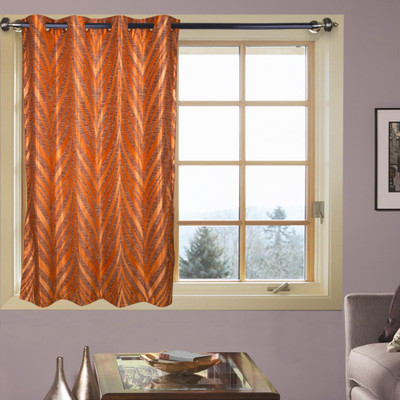 50% OFF on Kings Polyester Orange Floral Eyelet Curtain