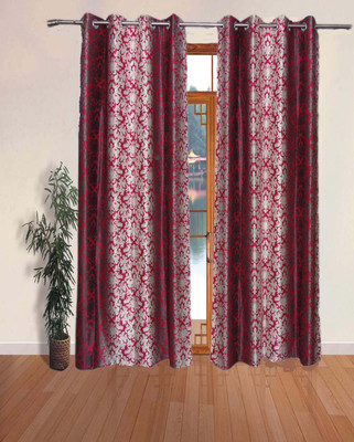 36% OFF on FabBig Polyester Pink Printed Eyelet Curtain