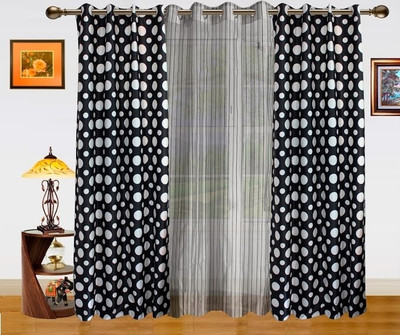 47% OFF on Dekor World Polyester Black, White Floral Eyelet Curtain