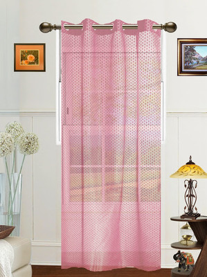 52% OFF on Dekor World Polyester Pink Abstract Eyelet Curtain