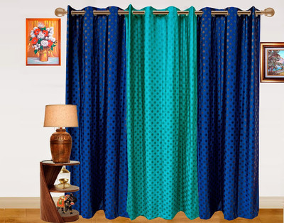 56% OFF on Dekor World Polyester Blue Self Design Eyelet Curtain