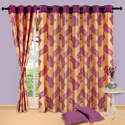 56% OFF on Cortina Polyester Purple Solid Eyelet Curtain