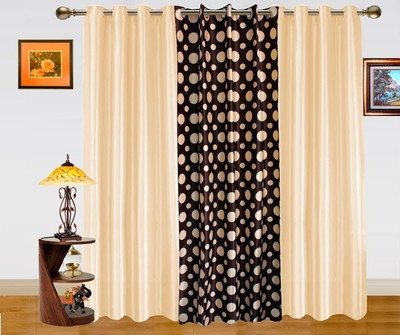 46% OFF on Dekor World Polyester Beige, Brown Damask Eyelet Curtain
