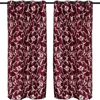 68% OFF on Zikrak Exim Polyester Red Floral Eyelet Curtain