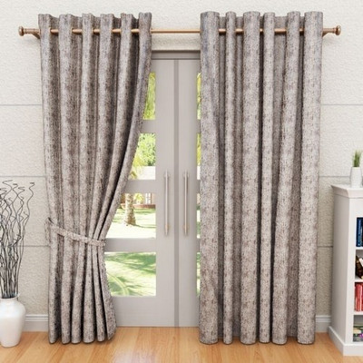 G M HomeFashion Polyester Multicolor Chevron Eyelet Curtain