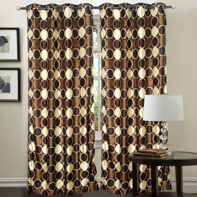 42% OFF on Hargunz Polyester Brown Striped Eyelet Curtain