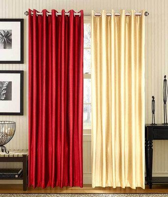 66% OFF on HomeZaara Polyester Red, Gold Solid Eyelet Curtain 66% OFF on HomeZaara Polyester Red, Gold Solid Eyelet Curtain