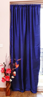 ZappyCart Polyester Dark Blue Solid Eyelet Curtain
