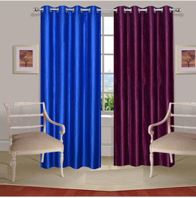 48% OFF on ExpressionsHome Polyester Multicolor Solid Eyelet Curtain