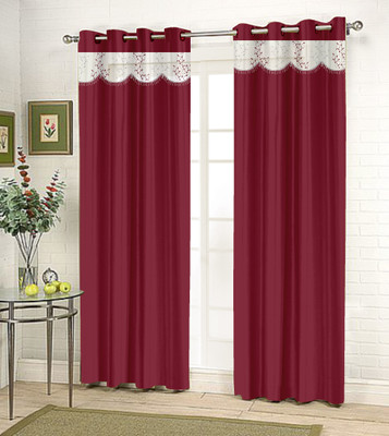 63% OFF on Kings Polycotton Maroon Damask Eyelet Curtain