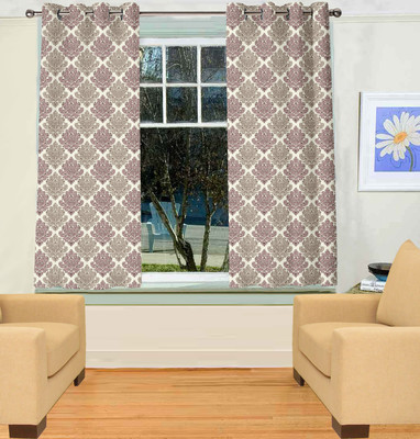 55% OFF on TT Polyester Brown Solid Eyelet Curtain