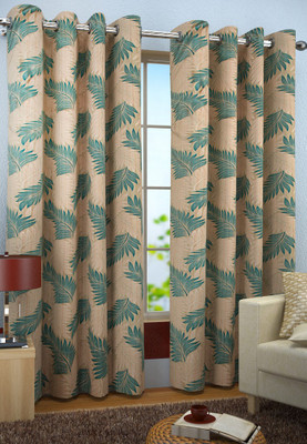 61% OFF on Homefab India Polyester Light Blue Floral Eyelet Curtain
