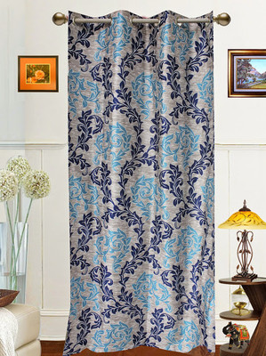 43% OFF on Dekor World Polyester Blue Floral Eyelet Curtain