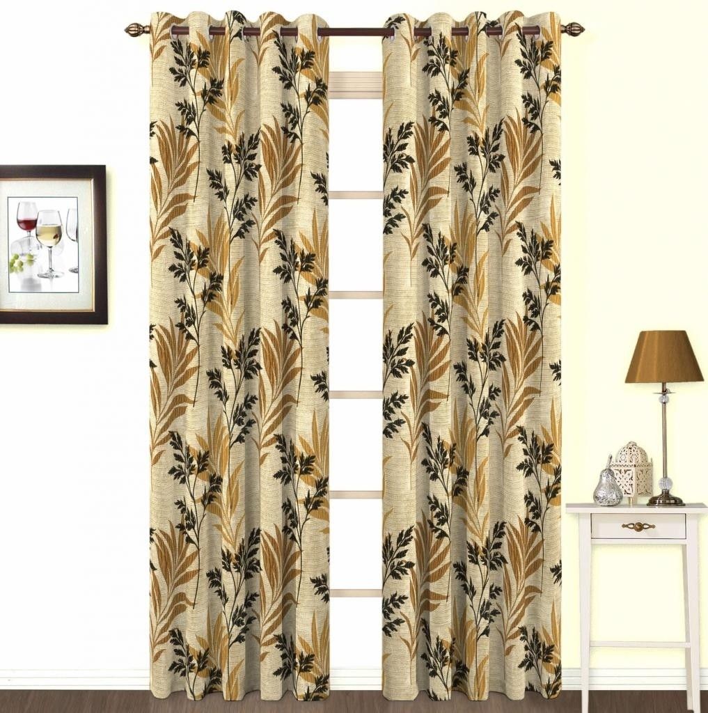 Skipper Cotton, Viscose Brown Floral Eyelet Curtain