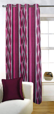 35% OFF on Fabutex Polyester Pink Graphic Eyelet Curtain